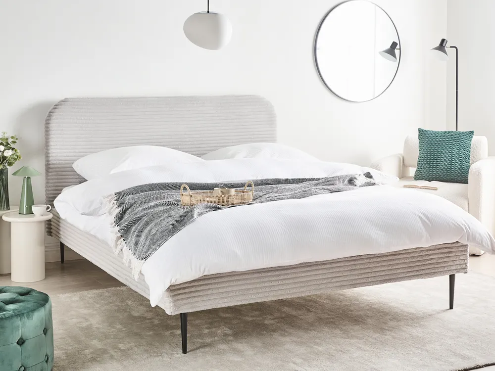 Bett mit Lattenrost Cord FLAYAT 160 x 200 cm Hellgrau