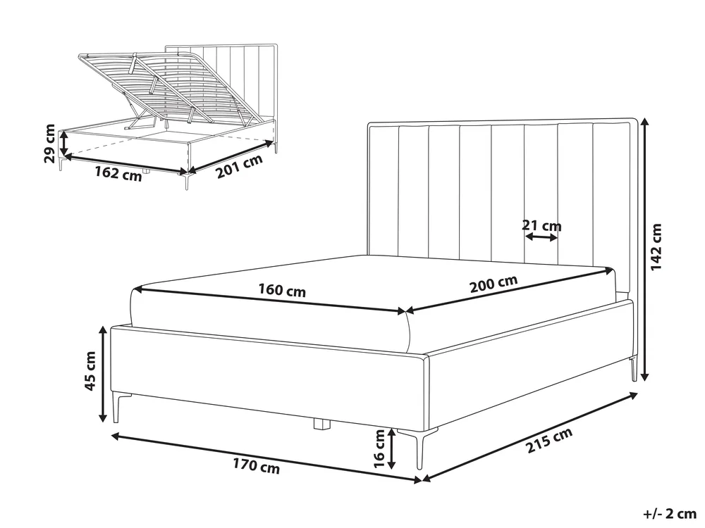 Bett mit Stauraum SEZANNE Samtstoff Dunkelgrün 160 x 200 cm_892466
