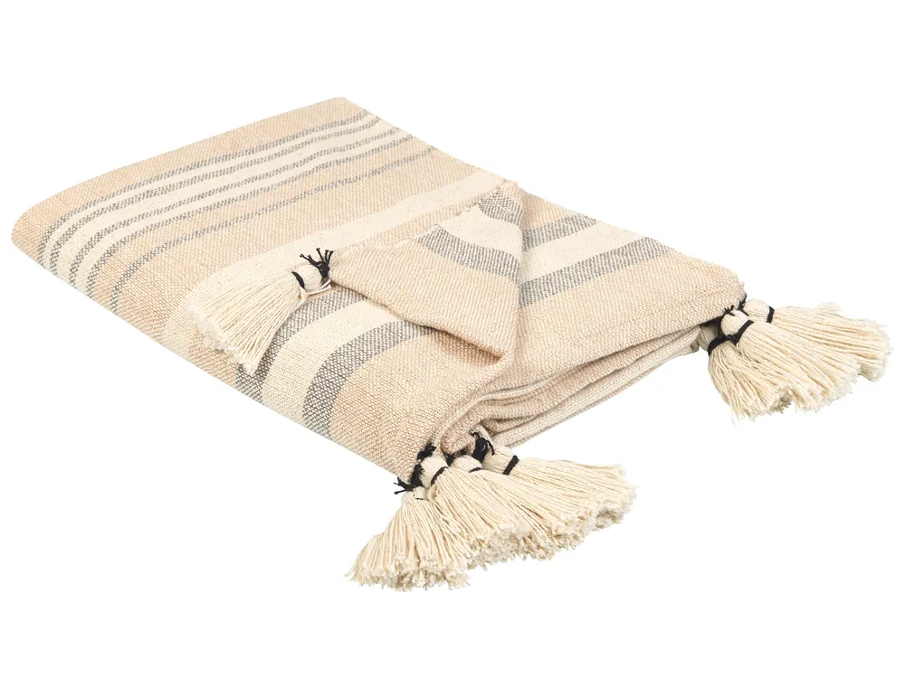 Kuscheldecke YARSELI Baumwolle 130 x 170 cm Beige