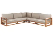 Garten Ecksofa mit Tisch 5-Sitzer TIMOR modular zertifiziertes Akazienholz Hellbraun_905754