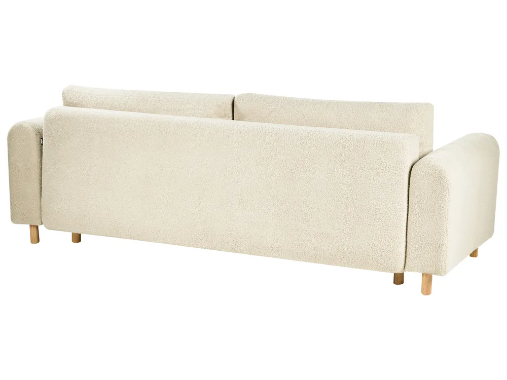 Schlafsofa 3-Sitzer KVAM mit Stauraum Bouclé Cremeweiß_1021873