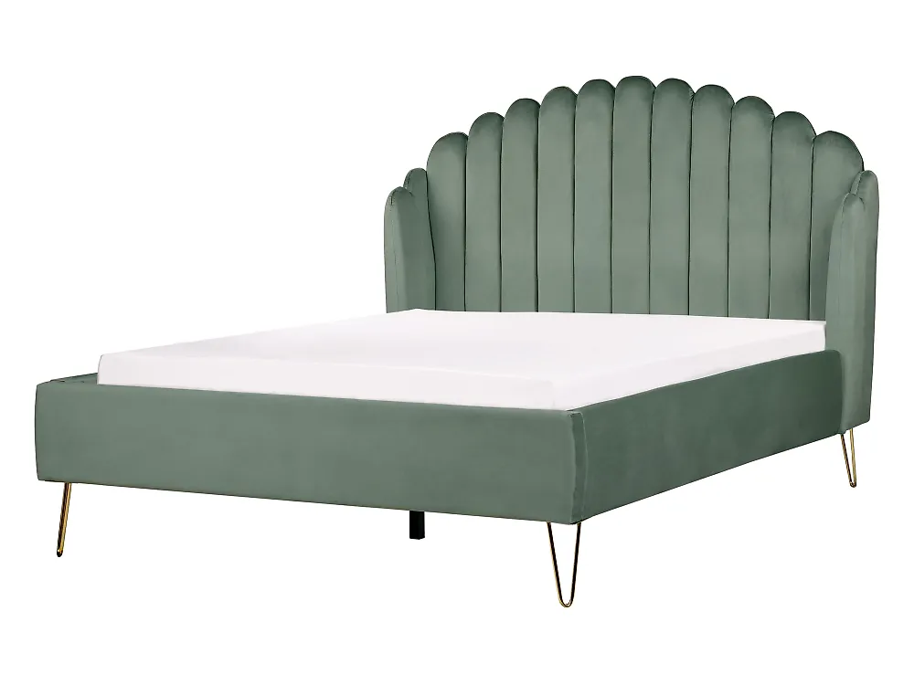 Bett mit Lattenrost Samtstoff AMBILLOU 140 x 200 cm Grün_1185049