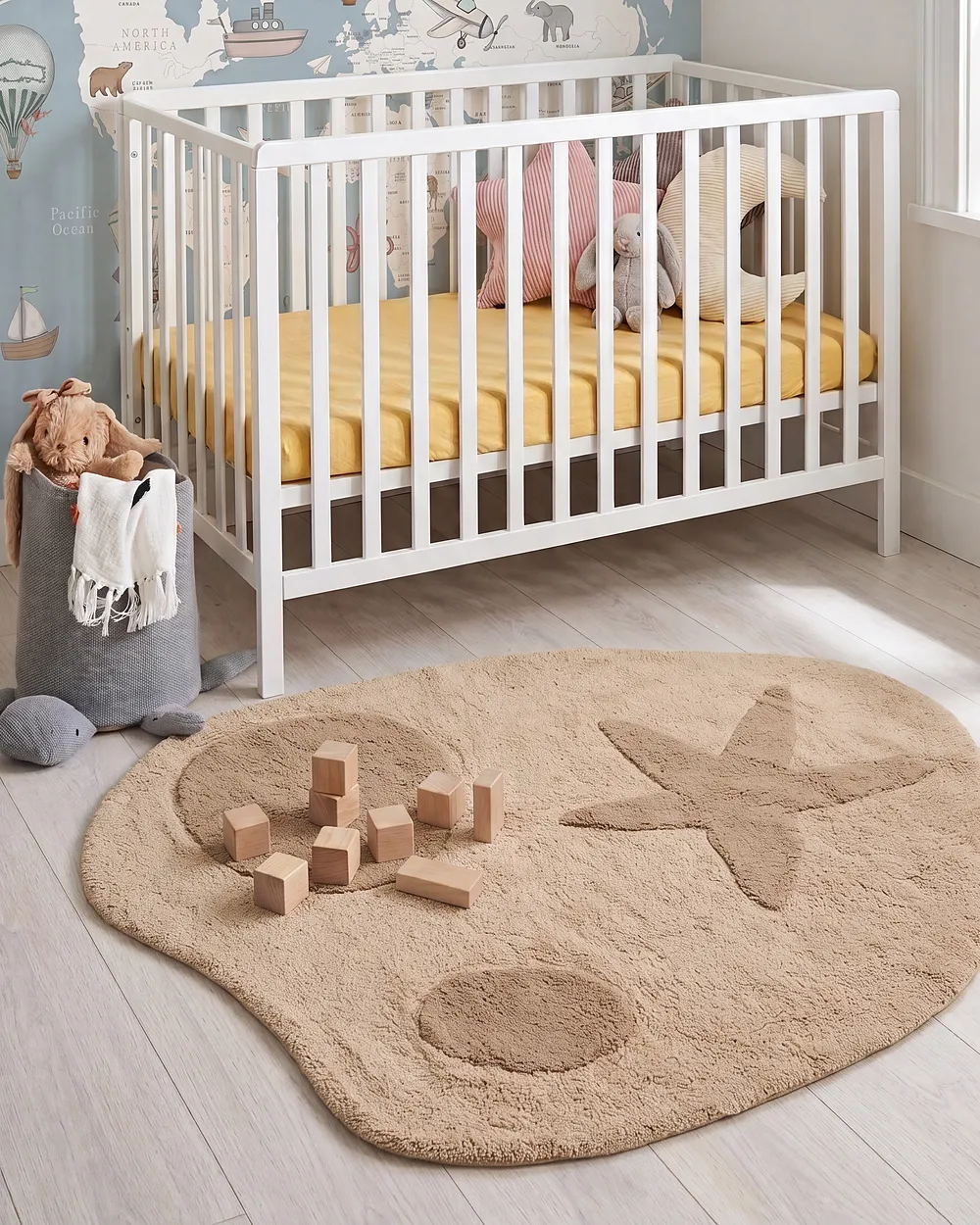 Kindervloerkleed IRINGAL  Lichtbeige ø 120 cm Katoen