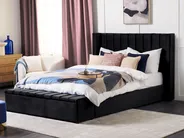 Bett mit Stauraumbank NOYERS Samtstoff Schwarz 180 x 200 cm_834573