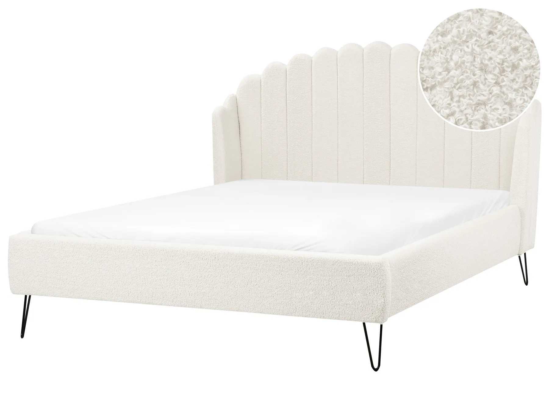 Bed Boucle AMBILLOU 140 x 200 cm (EU Double) Off-White_967563