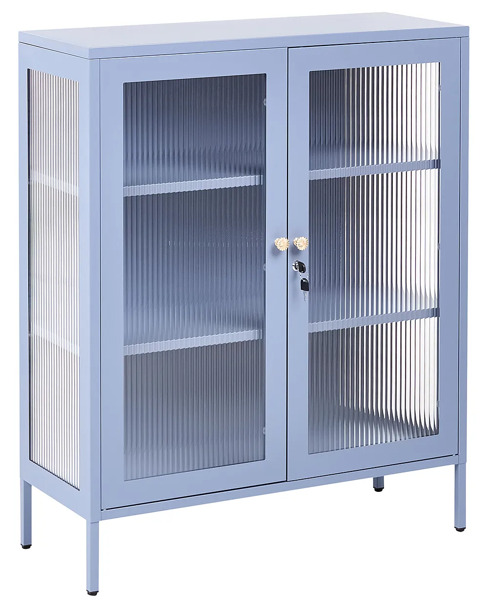 Vitrine mit Glastüren HARLYN 90 cm Metall Blau