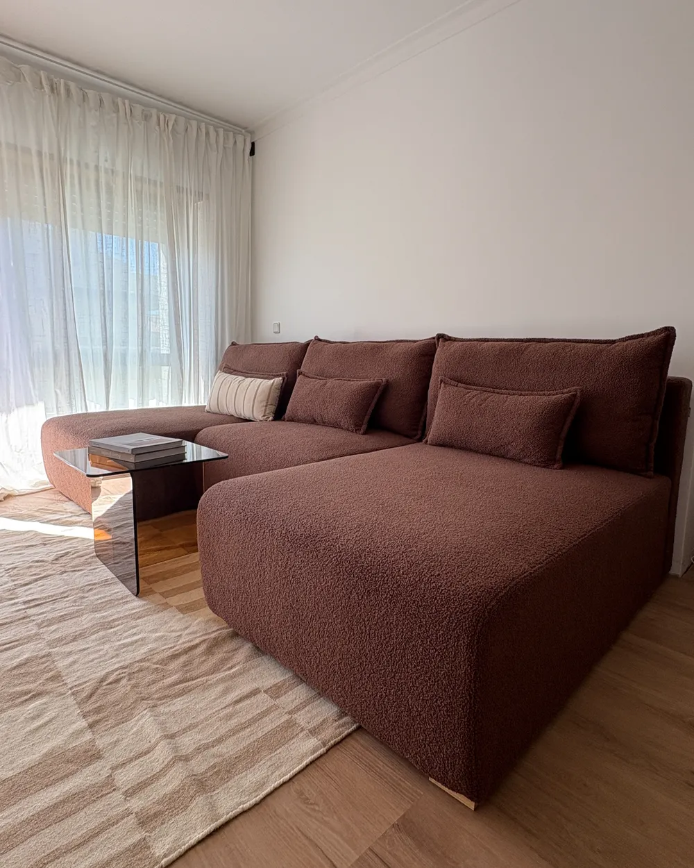 Modular U-Shape Sofa NERBO Boucle Brown_1062782