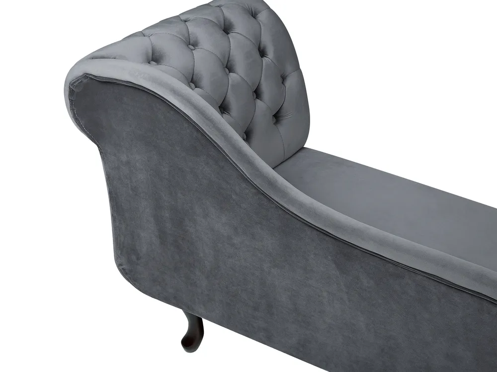 Rechtsseitige Chaiselongue NIMES Samtstoff Grau_712492
