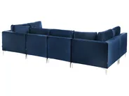 U-förmiges Modulsofa 6-Sitzer EVJA Samtstoff Marineblau_859728
