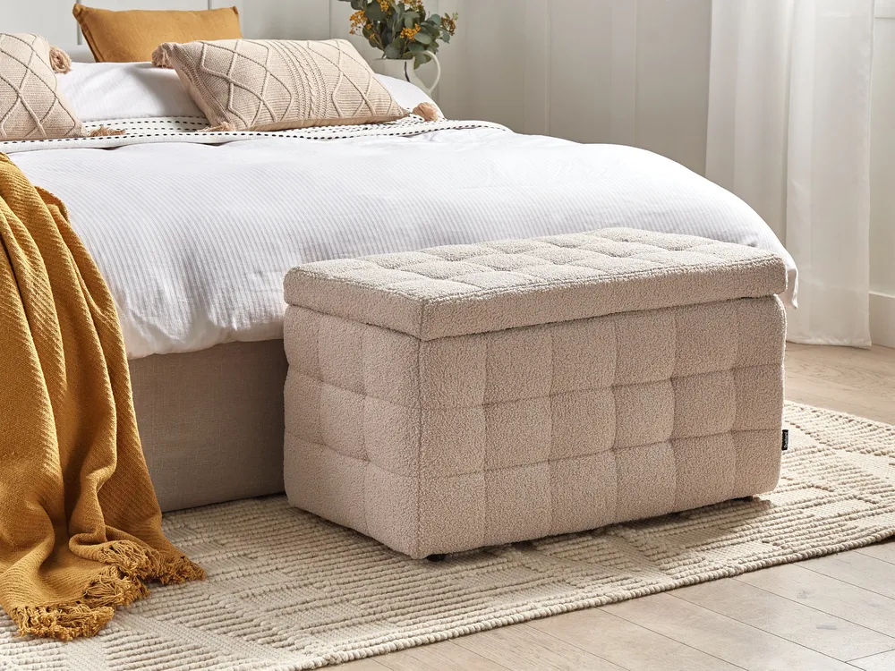 Ottomane mit Stauraum MICHIGAN Bouclé Beige