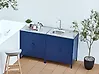 Outdoor-Küche 2er Set mit Spüle VILAMA Blau Metall