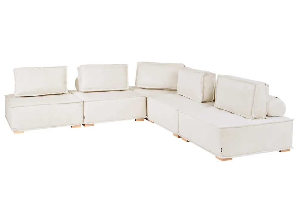 Modular Corner Sofa 5 Seater TIBRO Fabric Off-White Left Hand_1058175