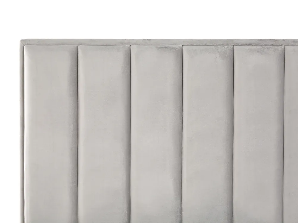 Bett mit Stauraum SEZANNE Samtstoff Hellgrau 160 x 200 cm_795511