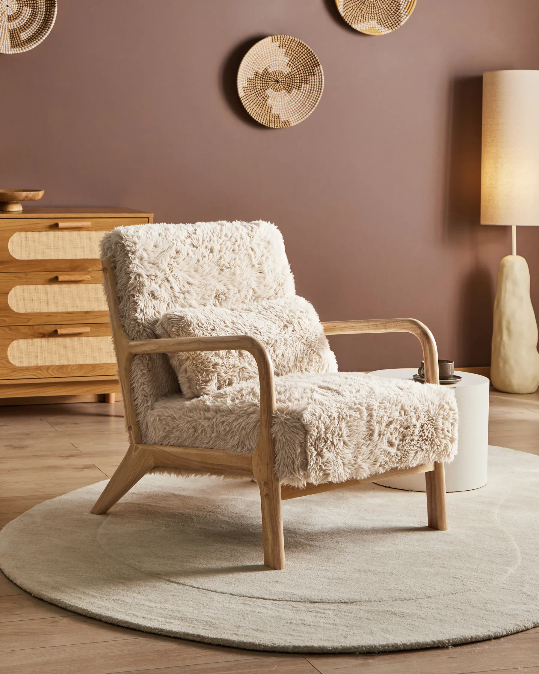 Sessel SKOVDE Webpelz Hellbeige_1018521