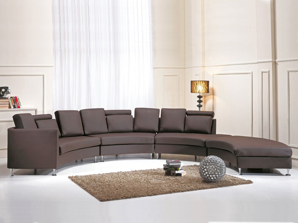 Halbrundes Sofa 7-Sitzer ROTUNDE Echtleder Braun