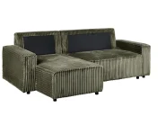 Corner Sofa Bed 3 Seater ABACKA with Storage Corduroy Green Right Hand_959970