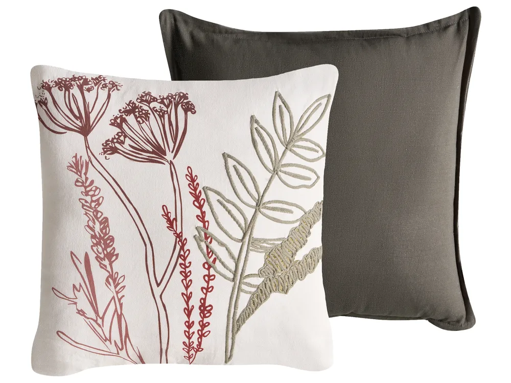 Dekokissen 2er Set AGLAIA 45 x 45 cm Baumwolle Weiß Blumenmuster