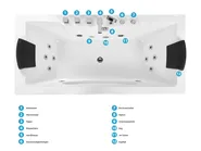 Whirlwanne Eckmodell mit LED HAWES II 180 x 80 cm Weiß_808733