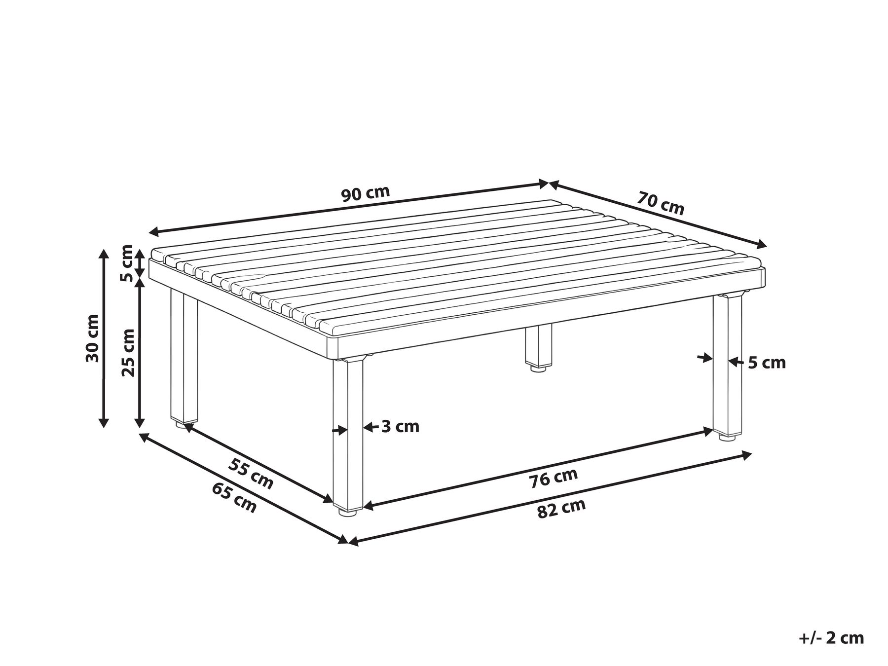 Garden Coffee Table FIVIZZANO 70 cm 90 cm Acacia Wood Dark Grey_1150994