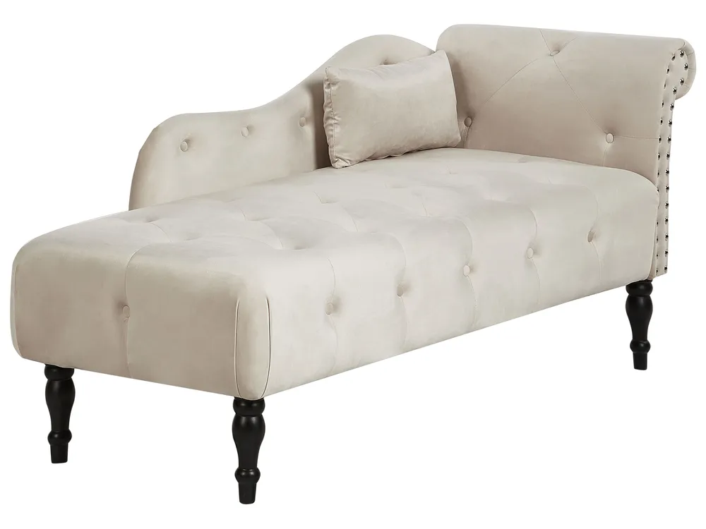 Right-Hand Chaise Longue IVRY Velvet Light Beige_1000688