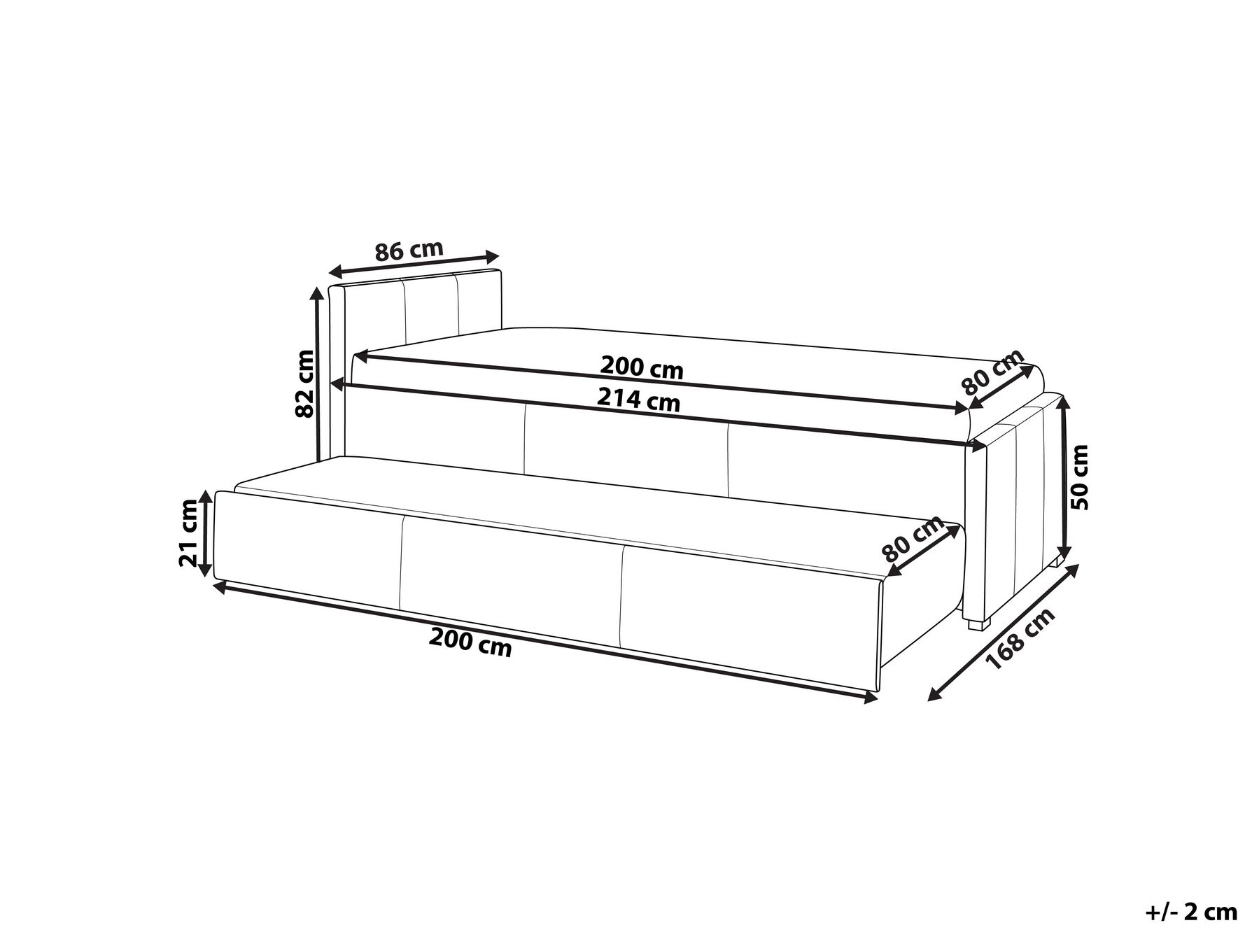 Ausziehbett Stoff MARMANDE 80 x 200 cm Hellgrau_770361