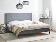 Bett mit Lattenrost Samtstoff BAYONNE 180 x 200 cm Hellgrau_1033108