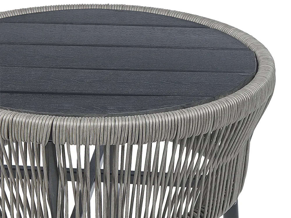 Bistro Set with Cushions GARGANO PE Rattan Grey_856491