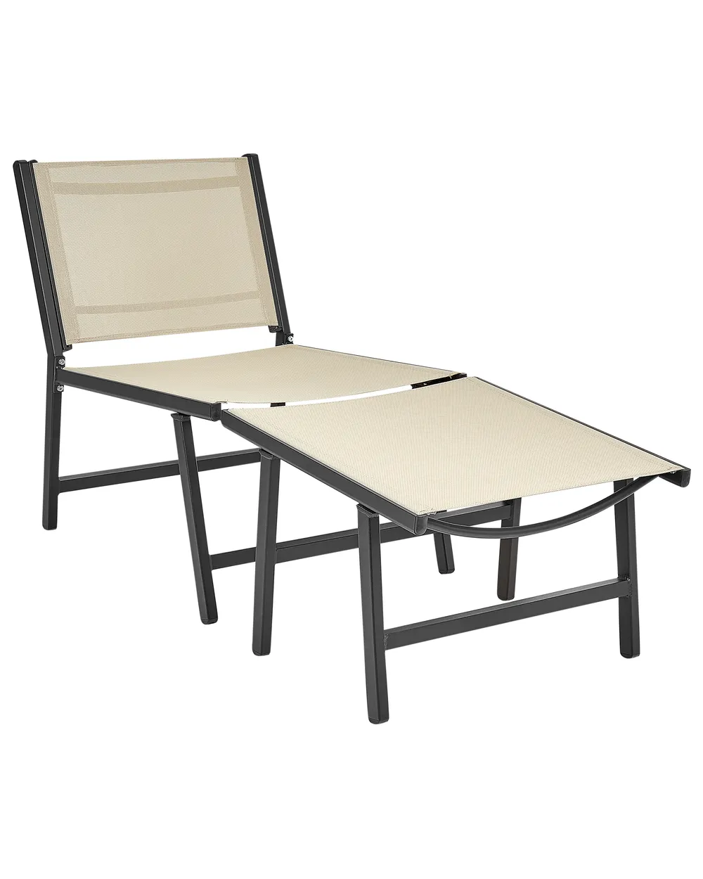 Gartenstuhl MARCEDDI mit Fußstütze Metall Beige