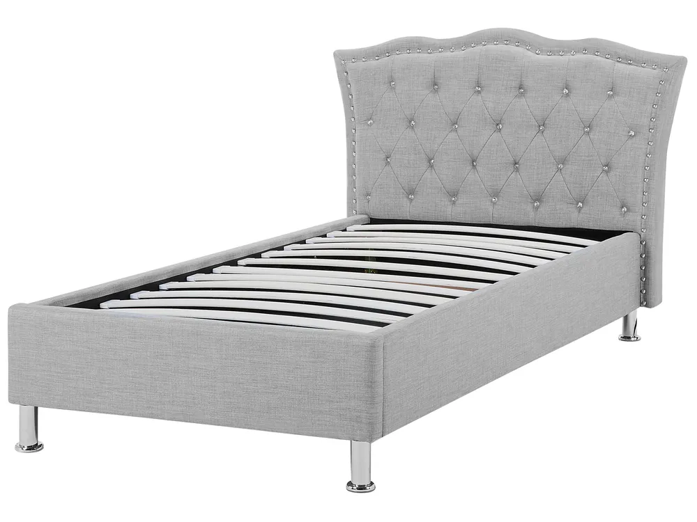 Bett mit Stauraum METZ Stoff Hellgrau 90 x 200 cm_799472