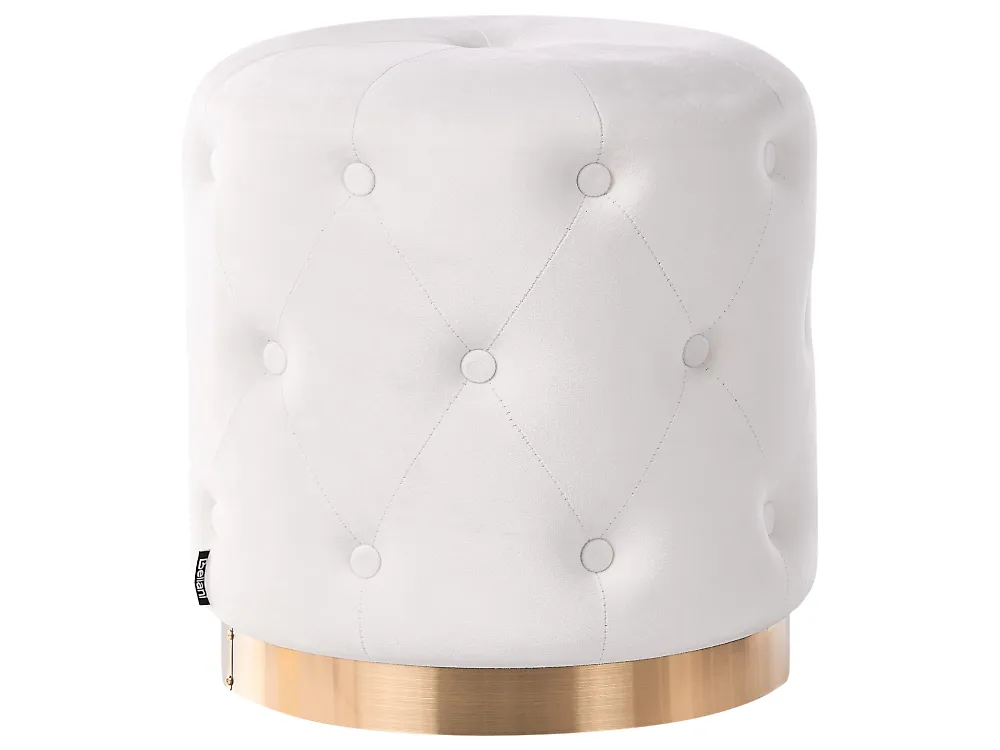 Pouffe CARROLLTON Velvet Off-White