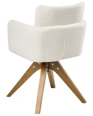 Set of 2 Dining Chairs Swivel EVELYN Boucle Off-White_1038007