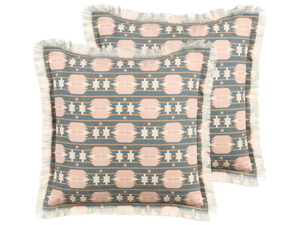 Dekokissen 2er Set DIANTHUS 60 x 60 cm Bunt Geometrisches Muster