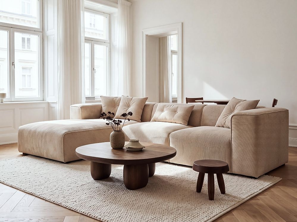 Ugaona sofa DOLVA Manchester bež desnoruki