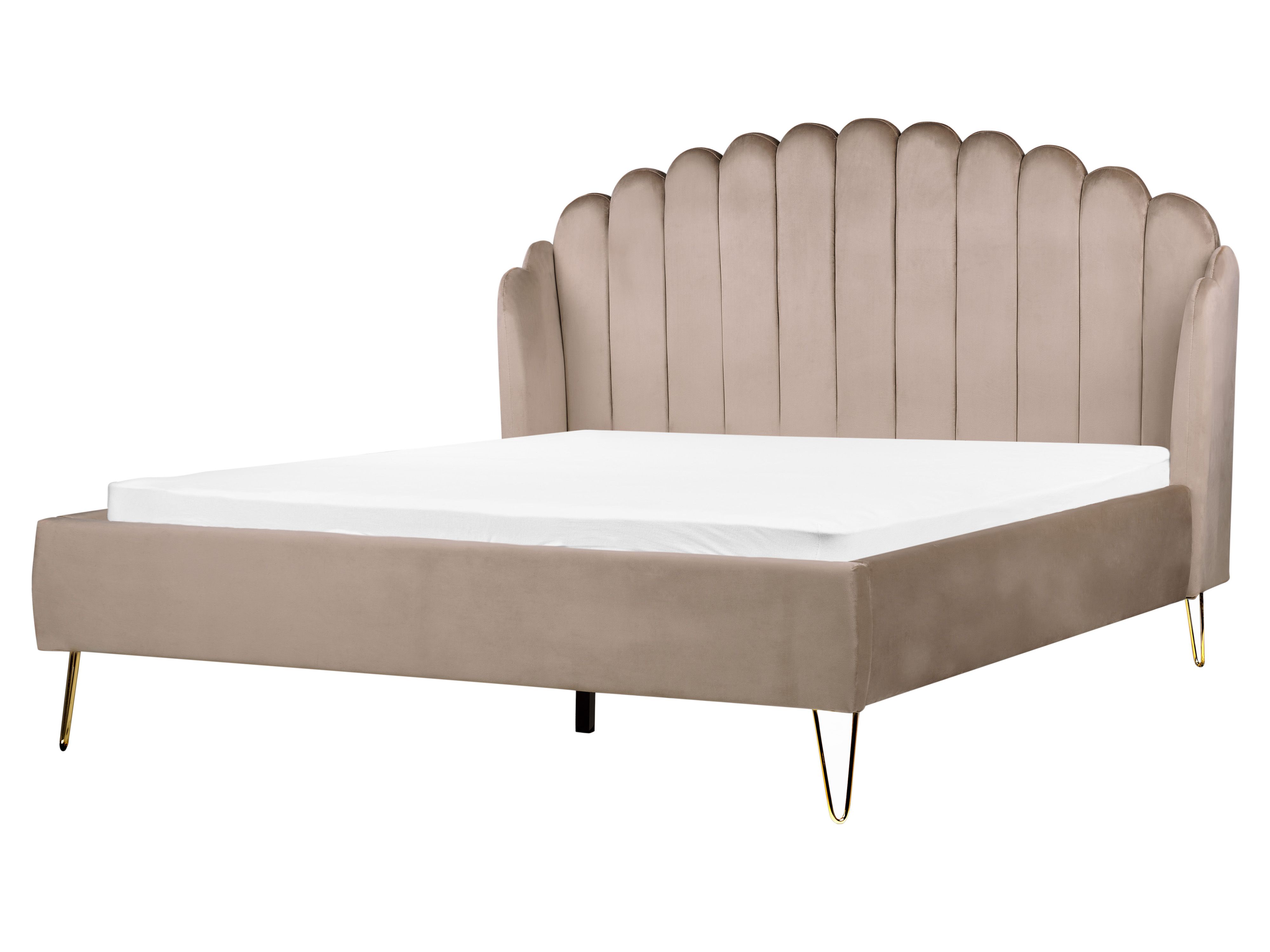 Bed Velvet AMBILLOU 160 x 200 cm (EU King Size) Taupe_1183103