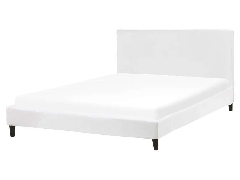 Bett mit Lattenrost Samtstoff FITOU 160 x 200 cm Weiß