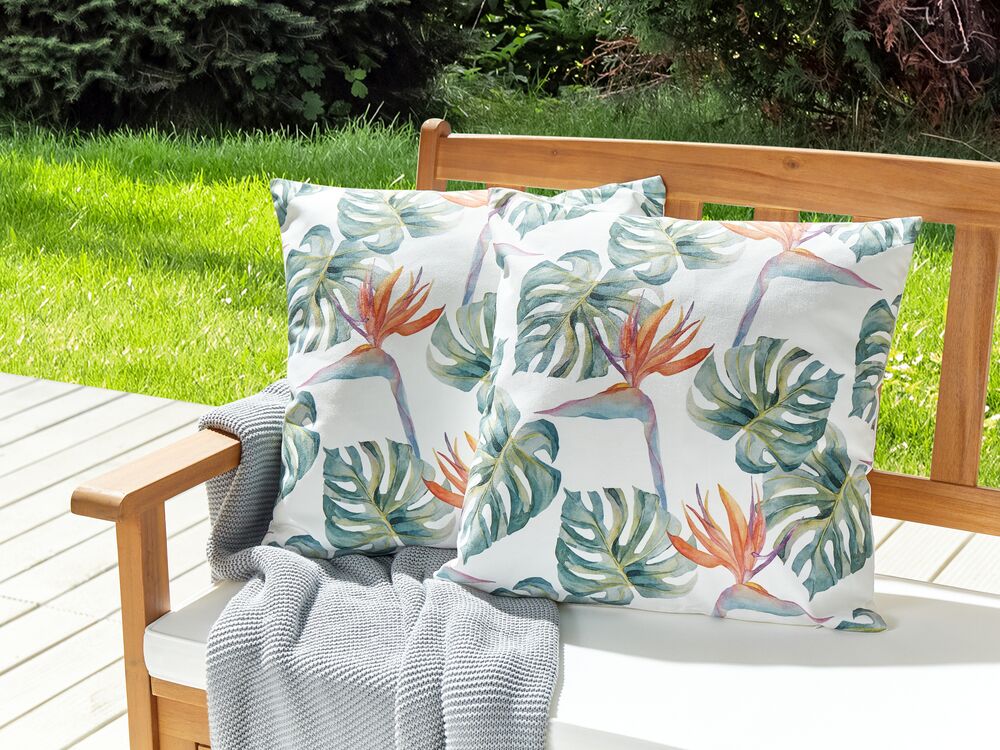 Set of 2 Outdoor Cushions TORRAZZO Plant Pattern 45 x 45 cm Multicolour