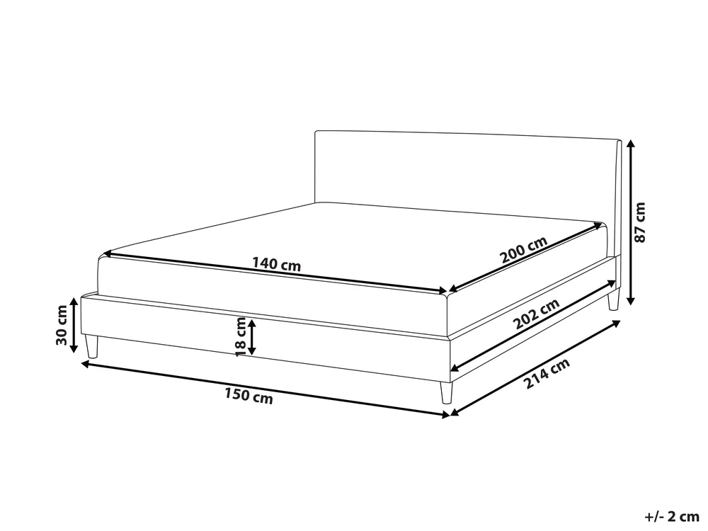 Bett mit Lattenrost Stoff FITOU 140 x 200 cm Schwarz_875893
