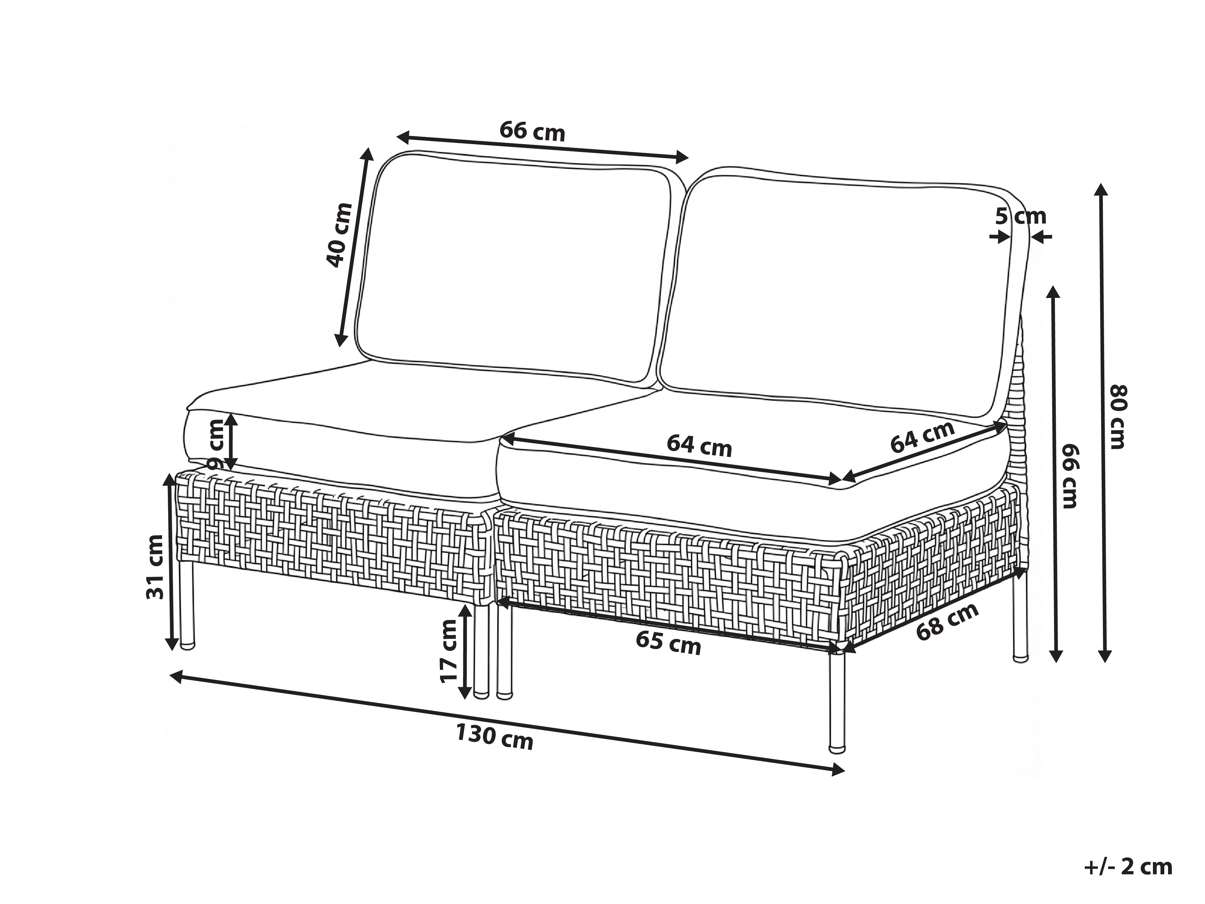 Gartensofa 2-Sitzer OMEGANA ohne Armlehnen Polyrattan Hellbeige_1040475