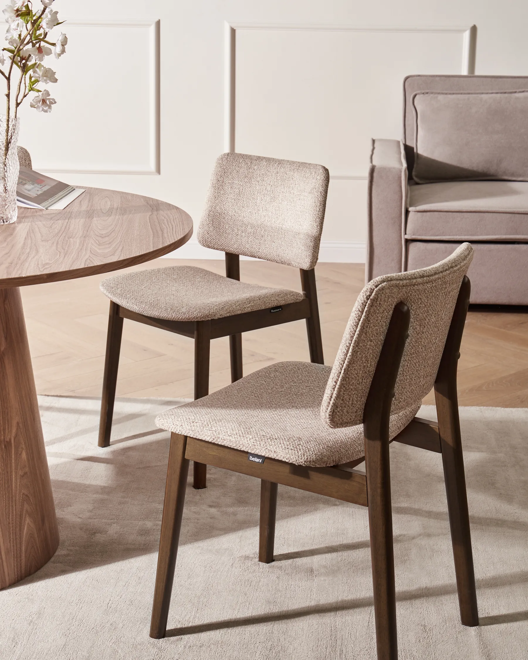 Set of 2 Dining Chairs BLANE Boucle Dark Brown/ Taupe_1031606