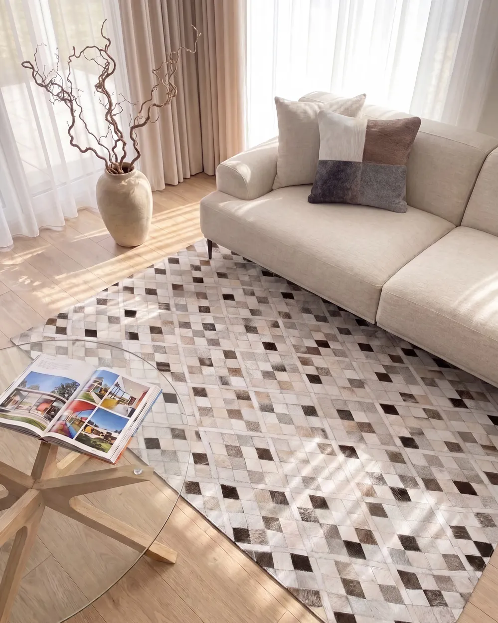 Teppich HIRKA Grau 160 x 230 cm Echtleder