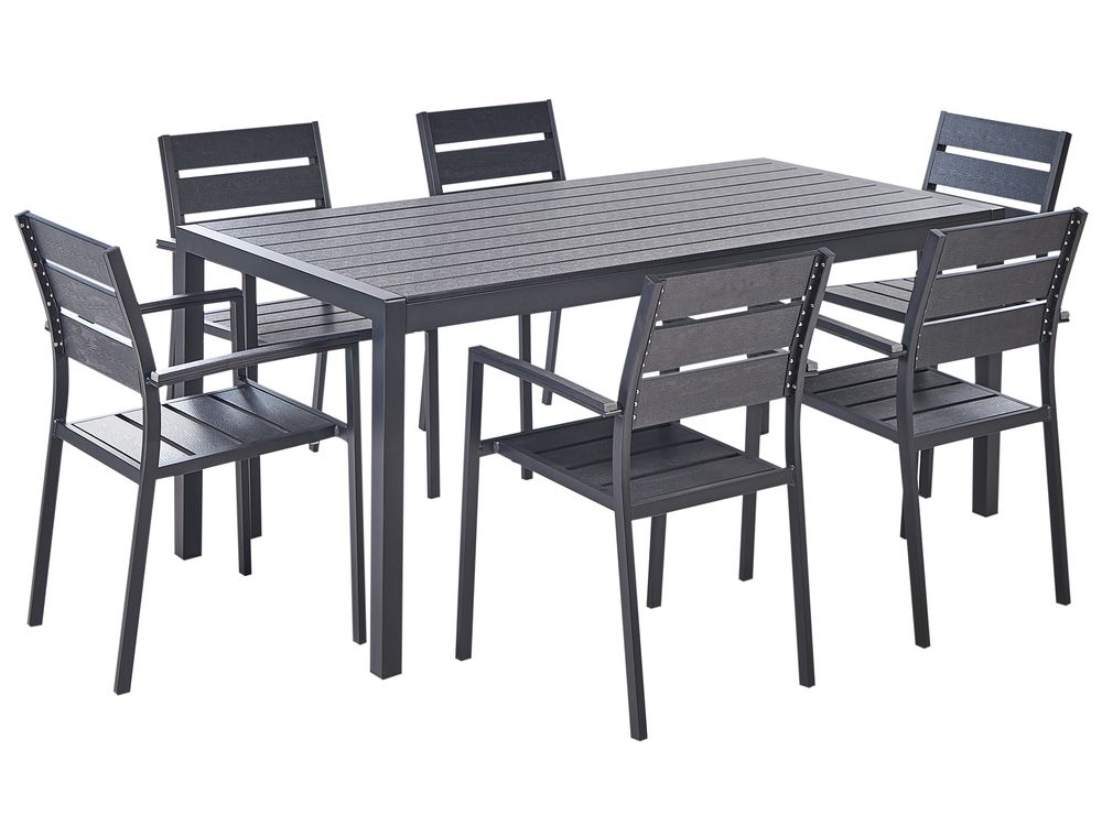 Garden Dining Set 6 Seater VERNIO Black