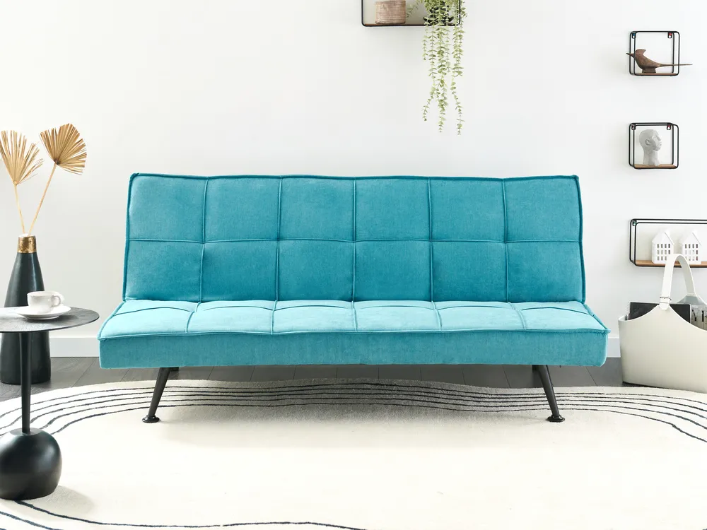 Schlafsofa 3-Sitzer HASLE Stoff Seeblau