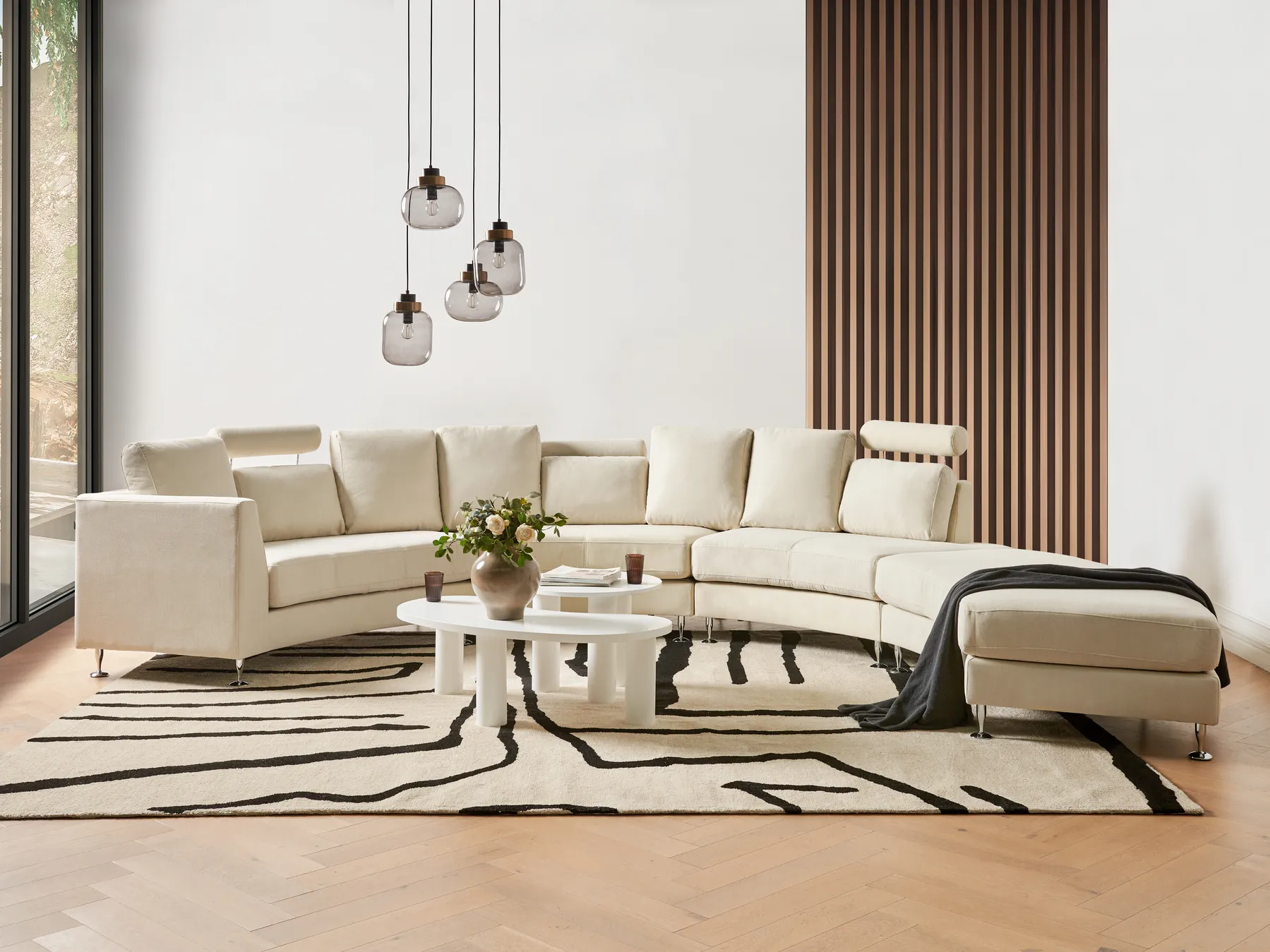 Canapé arrondi 7 places ROTUNDE Tissu Beige_66441