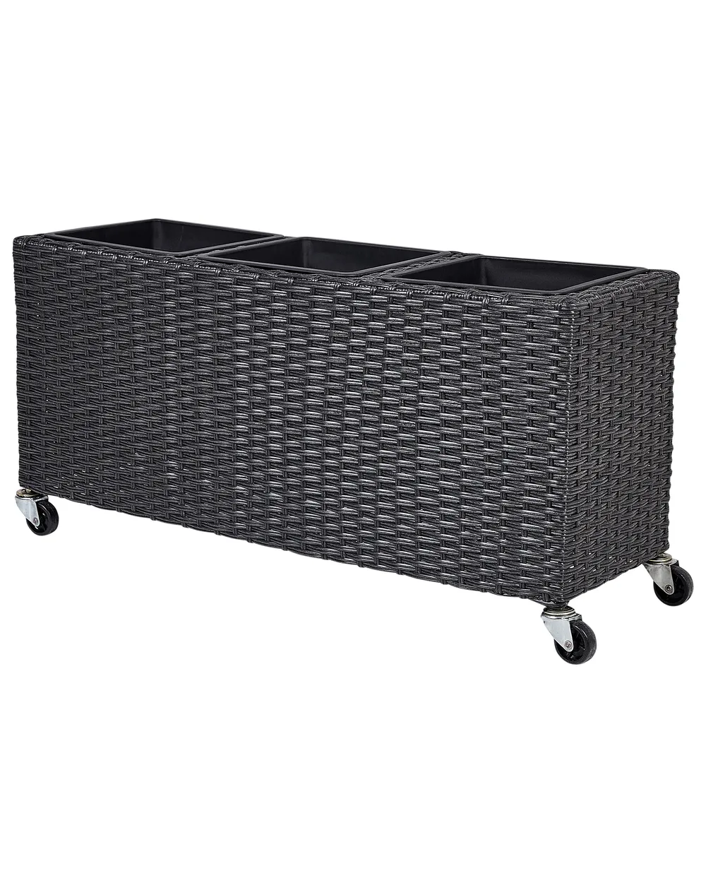 Blumenkübel BELLIS 82 cm Polyrattan Schwarz_914414