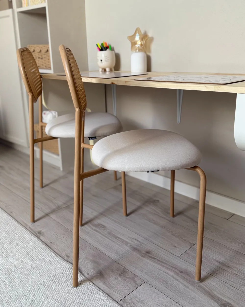 Set of 2 Dining Chairs ADAVER Metal Light Brown_1020051