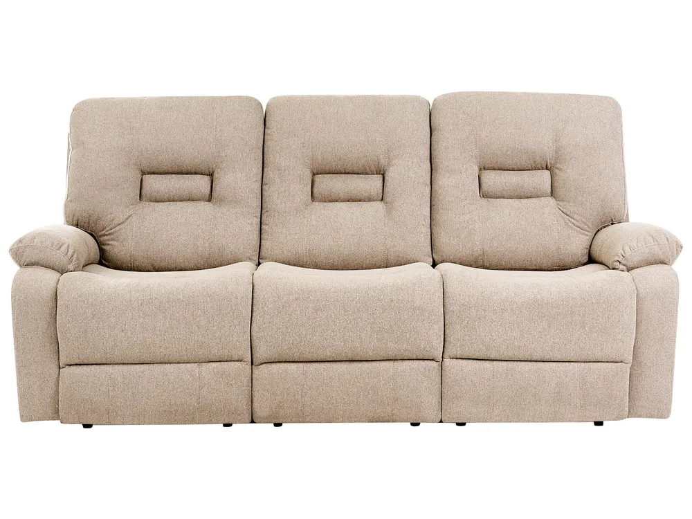 Manual Recliner Living Room Set 6 Seater BERGEN Fabric Beige_1064913