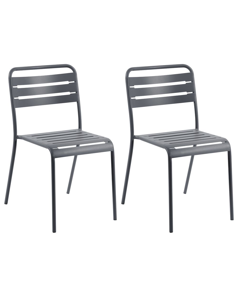 Set of 2 Garden Chairs LEFKADA Metal Dark Grey