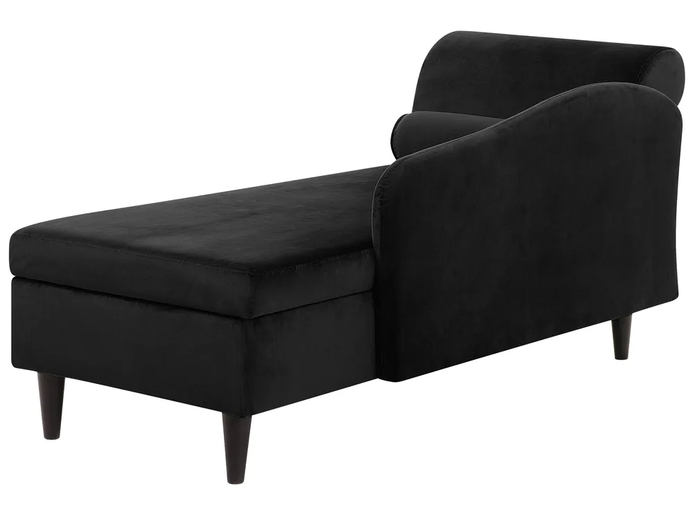 Left-Hand Chaise Longue LUIRO with Storage Velvet Black_729334