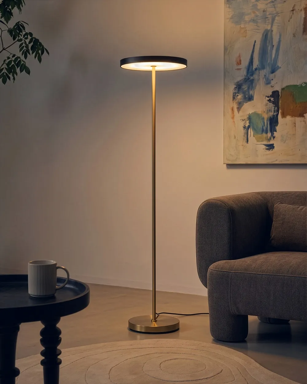 LED Stehlampe EVENLODE mit Dimmer Metall Schwarz
