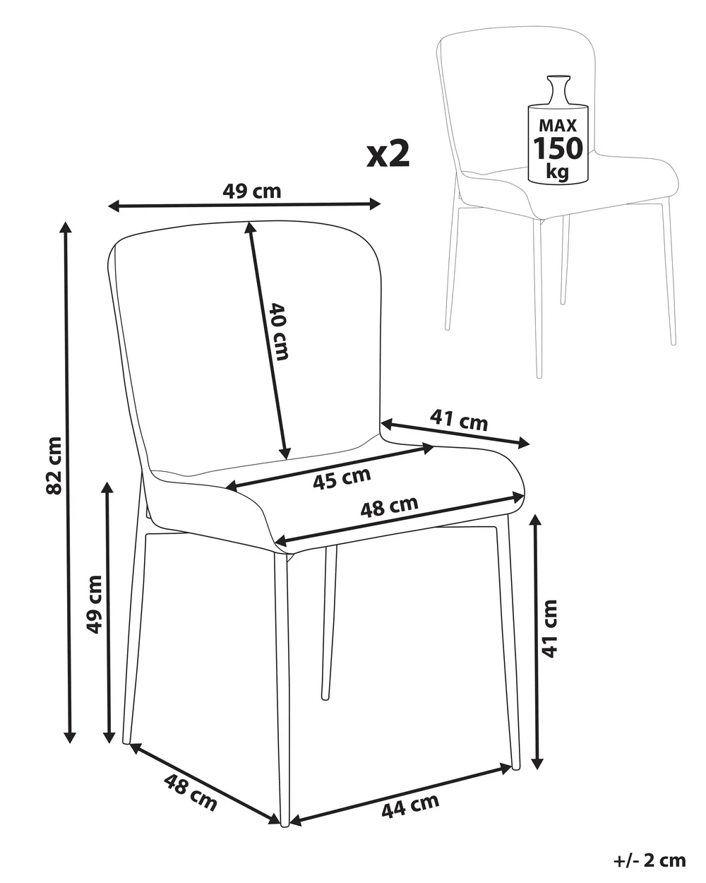 Esszimmerstuhl 2er Set ADA Stoff Braun_873322